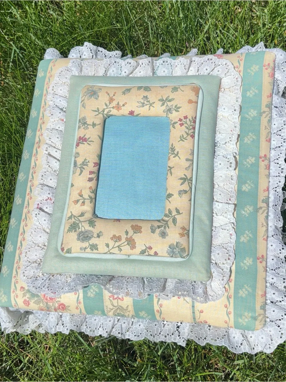 Vintage Floral Lace Photo Album Scrapbook Pastel Blue